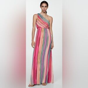 NWT - MANGO Striped Asymmetrical Dress - Medium Size